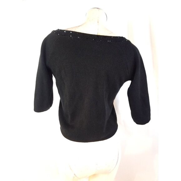3/$25 LOFT Size XS Black Wool Shrug Sequins - Picture 3 of 7